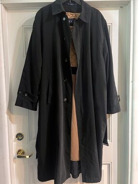 Vintage Ralph Lauren Men’s Black Trench Coat w/Removable Quilted Lining SZ 42R